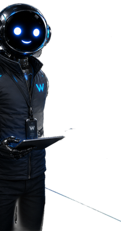 Mister Werk con tablet, dati finanziari