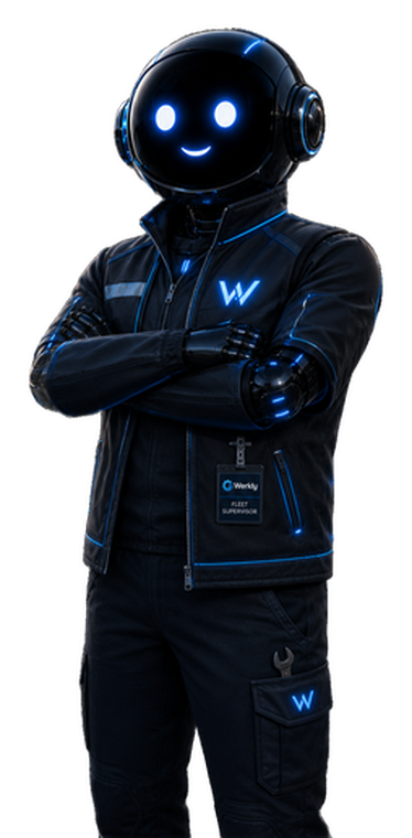 Mister Werk vestito da responsabile flotta